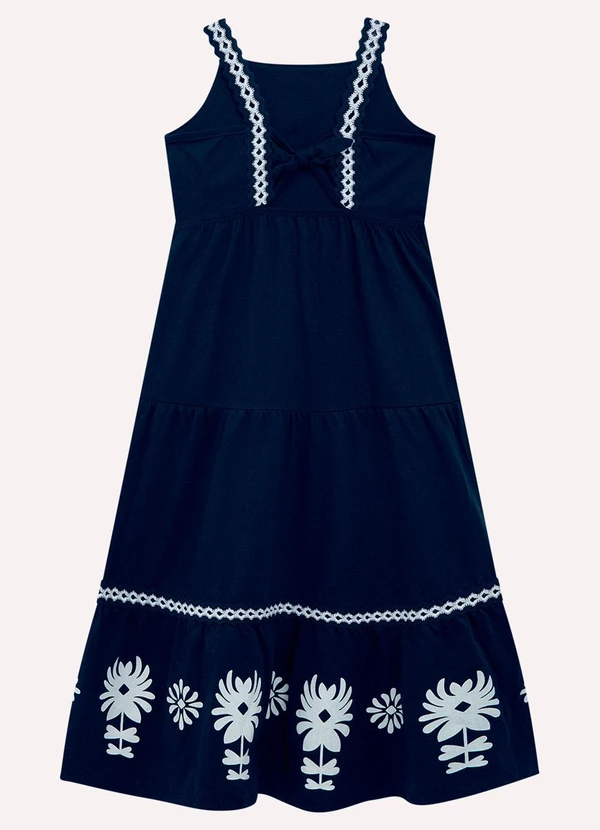 Nanai - Vestido Infantil Menina Midi Azul Marinho 2