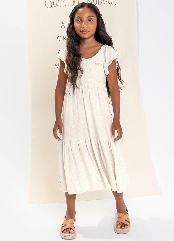 Colorittá - Vestido Infantil Menina Midi Renda Colorittá Bege