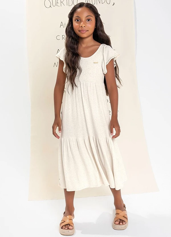 Colorittá Vestido Infantil Menina Midi Renda Colorittá Bege