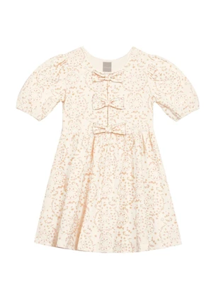 Brandili Mundi - Vestido Infantil Menina Mini Florzinhas Bege - BRANDILI MUNDI