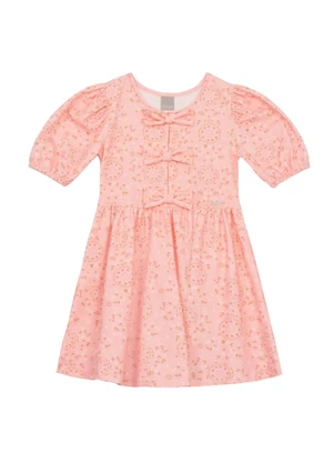 Mundi - Vestido Infantil Menina Mini Florzinhas Rosa - MUNDI