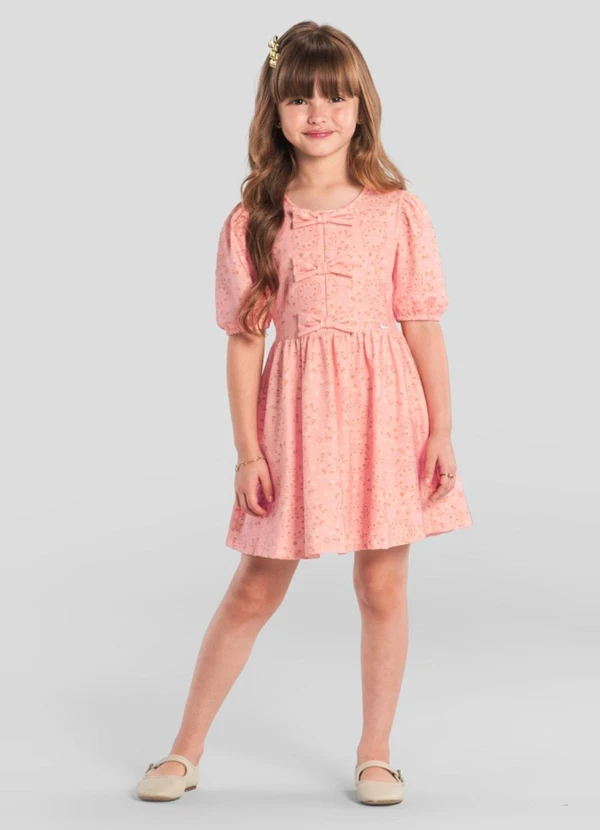 Brandili Mundi - Vestido Infantil Menina Mini Florzinhas Rosa