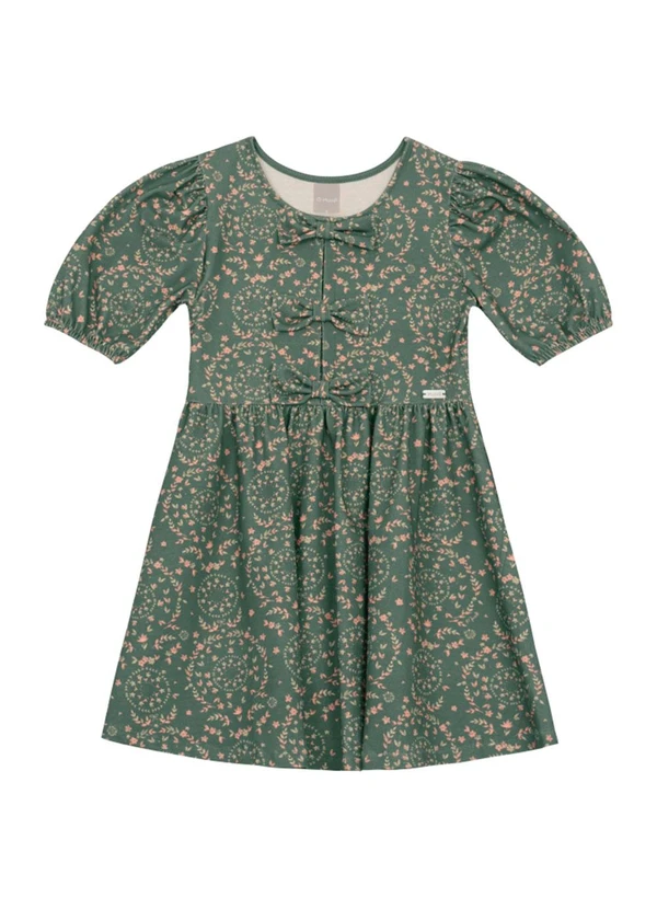 Brandili Mundi - Vestido Infantil Menina Mini Florzinhas Verde