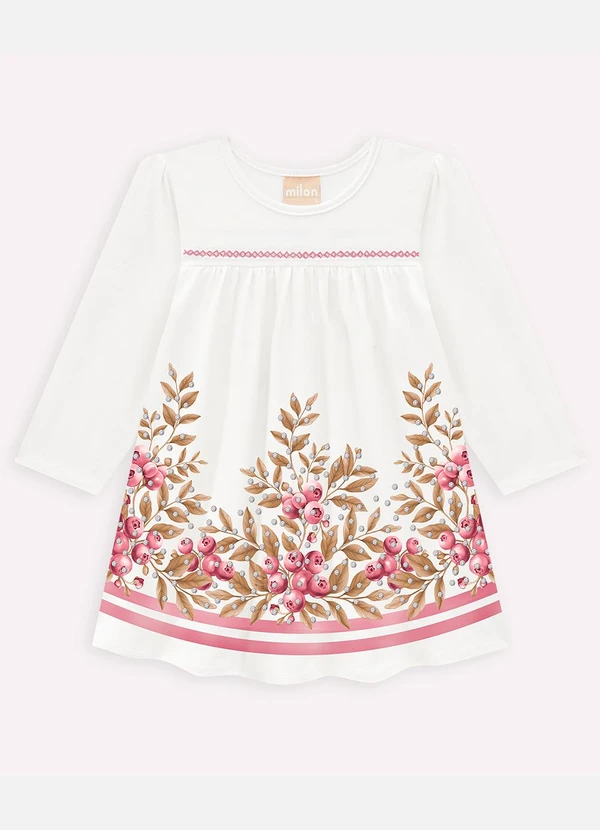 Milon - Vestido Infantil Menina Mirtilos Off White 2