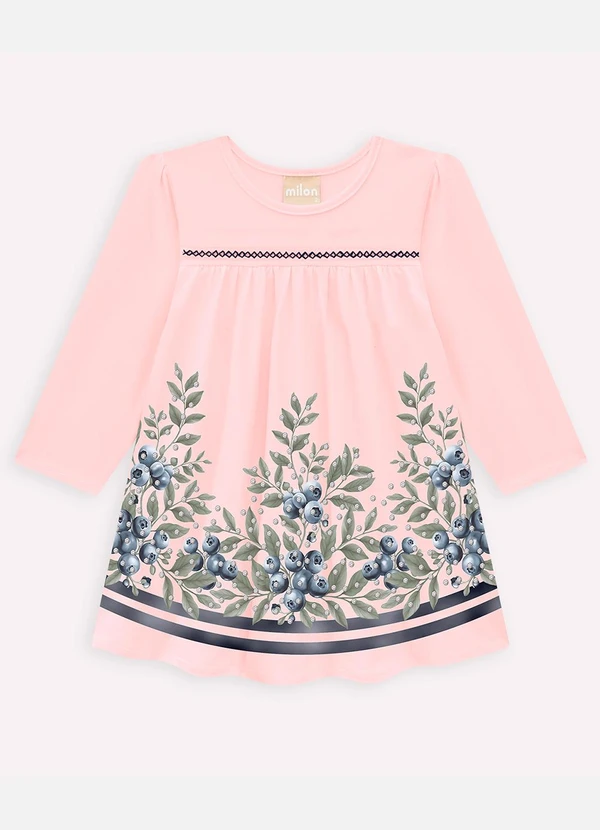Milon - Vestido Infantil Menina Mirtilos Rosa