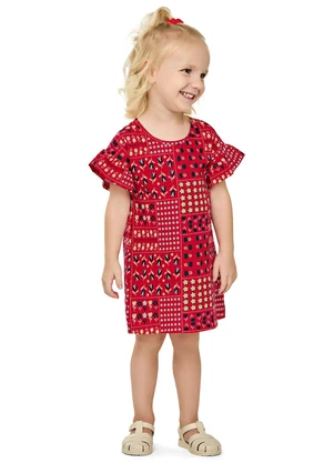 Elian - Vestido Infantil Menina Mix Floral Vermelho - ELIAN