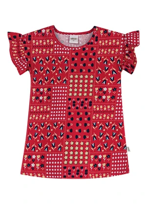 Elian - Vestido Infantil Menina Mix Floral Vermelho - ELIAN