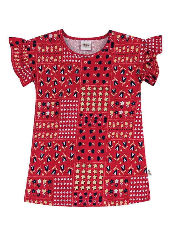 Elian - Vestido Infantil Menina Mix Floral Vermelho 2