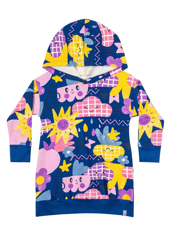 Elian - Vestido Infantil Menina Molecotton Azul