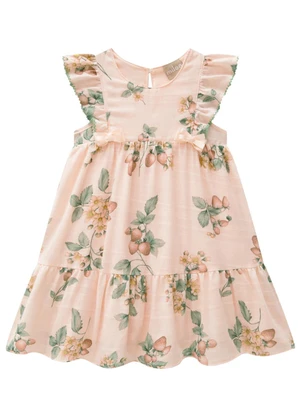 Milon - Vestido Infantil Menina Morangos Laranja - MILON