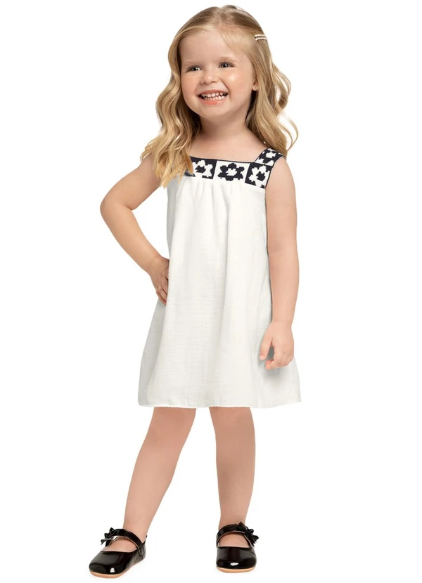 Milon - Vestido Infantil Menina Off White