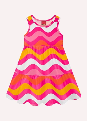 Kyly - Vestido Infantil Menina Ondas Rosa - KYLY