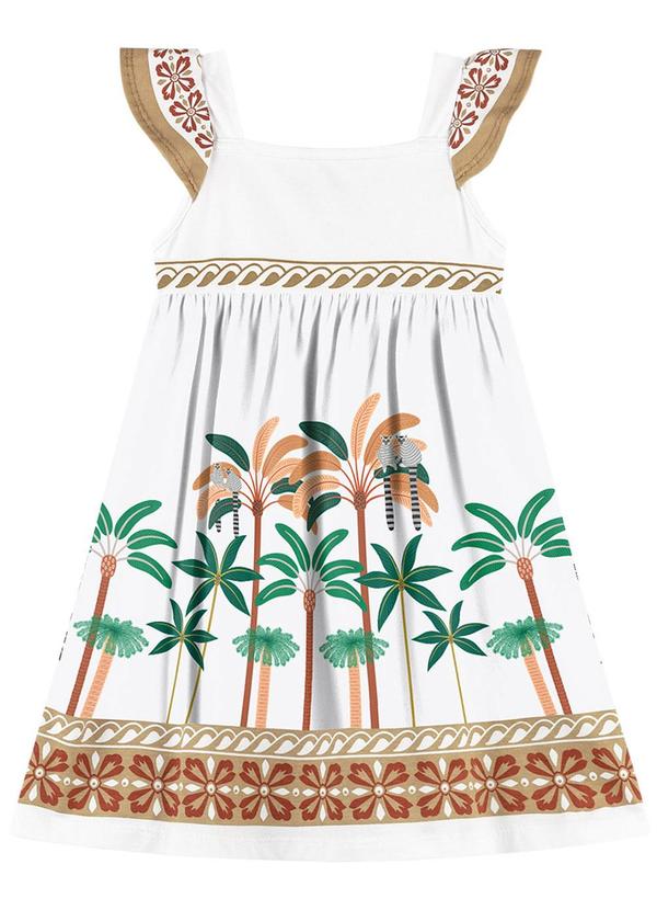 Nanai - Vestido Infantil Menina Palmeiras Branco 2