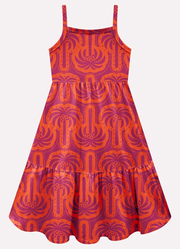 Kyly - Vestido Infantil Menina Palmeiras Roxo