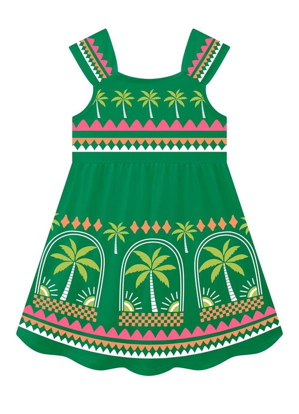 Nanai - Vestido Infantil Menina Palmeiras Verde