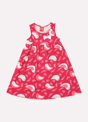 Kyly - Vestido Infantil Menina Pássaros Rosa - KYLY