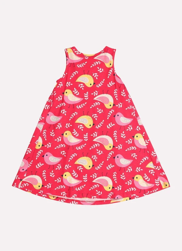 Kyly - Vestido Infantil Menina Pássaros Vermelho 3