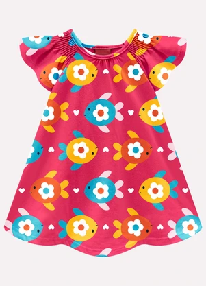 Kyly - Vestido Infantil Menina Peixes Rosa - KYLY