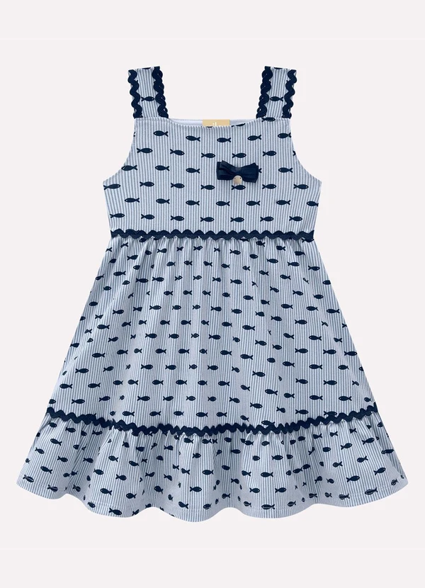 Milon - Vestido Infantil Menina Peixinhos Azul Marinho 2