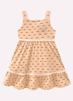 Milon - Vestido Infantil Menina Peixinhos Marrom - MILON