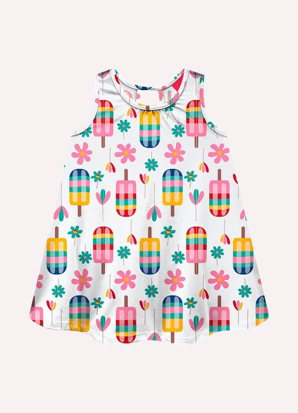Kyly - Vestido Infantil Menina Picolés Branco 2