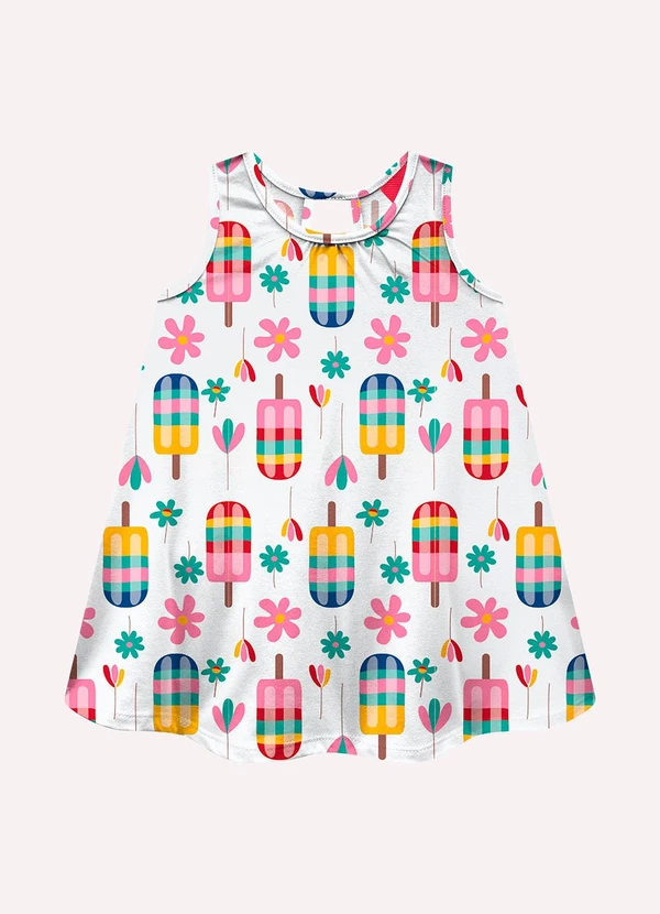 Kyly - Vestido Infantil Menina Picolés Branco 2