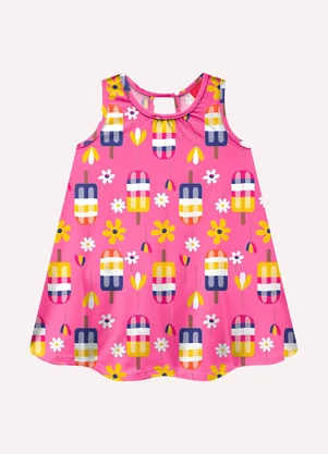 Kyly - Vestido Infantil Menina Picolés Rosa - KYLY