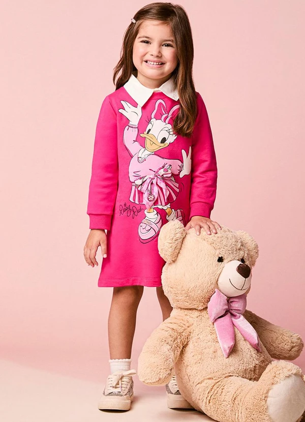 Momi - Vestido Infantil Menina Pink da Daisy Duck