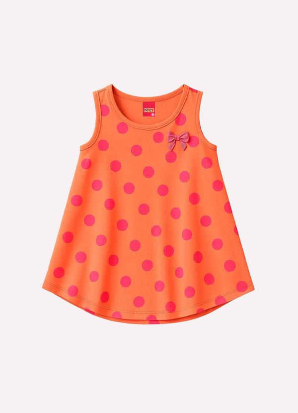 Kyly - Vestido Infantil Menina Poá Laranja