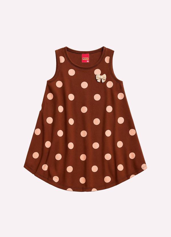 Kyly - Vestido Infantil Menina Poá Marrom