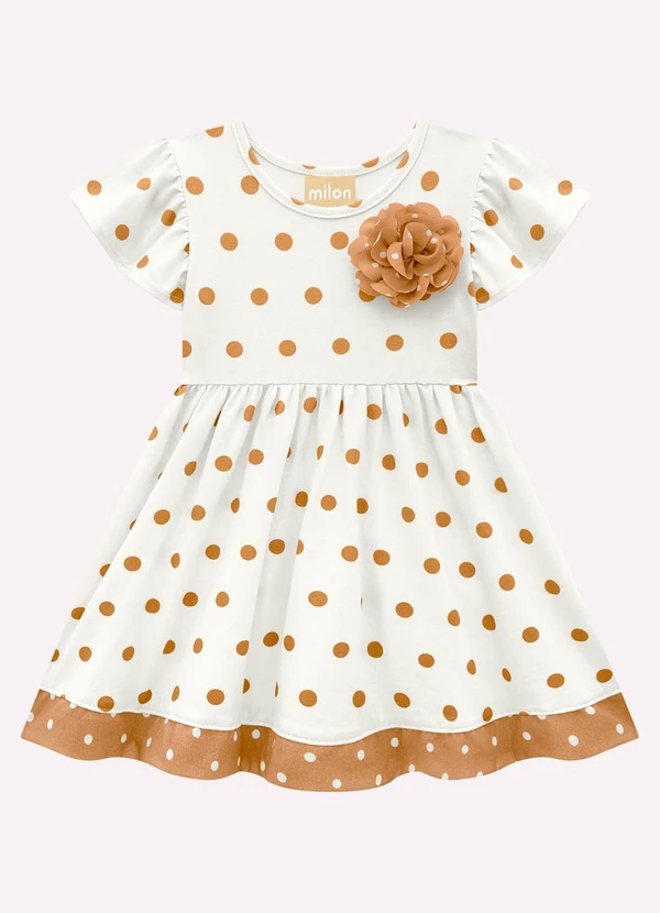 Milon - Vestido Infantil Menina Poá Off White 1