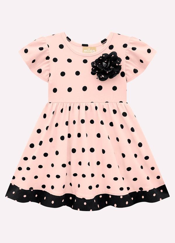 Milon - Vestido Infantil Menina Poá Rosa 2