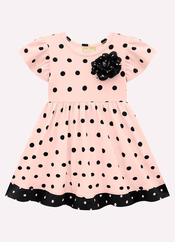 Milon - Vestido Infantil Menina Poá Rosa 2