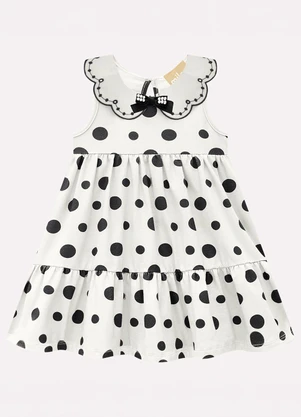 Milon - Vestido Infantil Menina Póas Branco - MILON