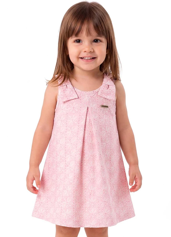 Colorittá - Vestido Infantil Menina Prega Rosa