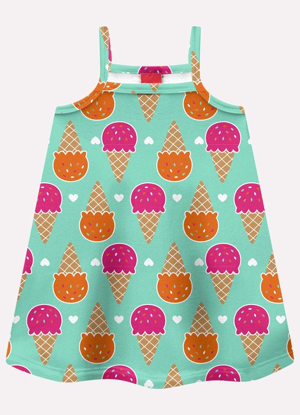 Kyly - Vestido Infantil Menina Sorvetes Verde