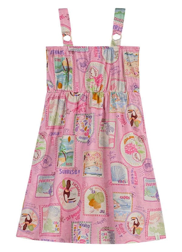 Elian - Vestido Infantil Menina Stamp Rosa 1