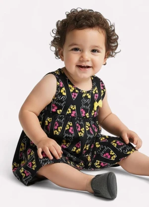 Kyly - Vestido Infantil Menina Surf Preto - KYLY