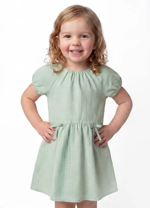 Colorittá - Vestido Infantil Menina Tecido Xadrez Verde - COLORITTÁ