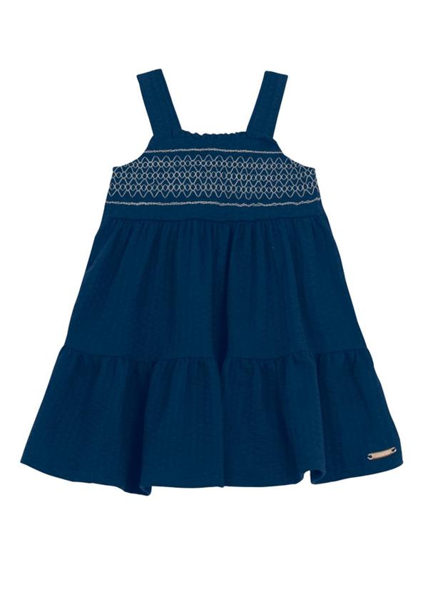 Brandili - Vestido Infantil Menina Texturizado Azul