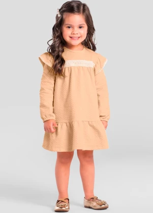 Brandili Mundi - Vestido Infantil Menina Texturizado Laranja - BRANDILI MUNDI