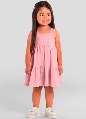 Brandili - Vestido Infantil Menina Texturizado Rosa - BRANDILI
