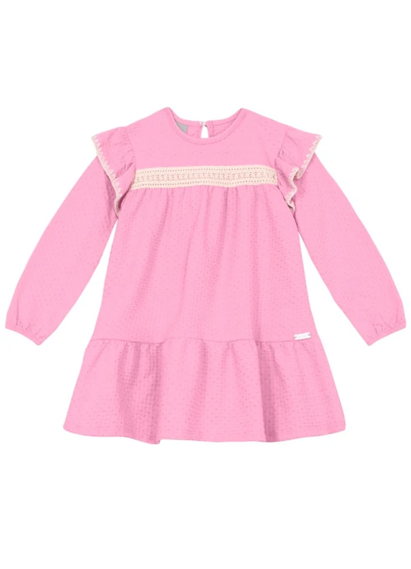 Brandili Mundi - Vestido Infantil Menina Texturizado Rosa 1