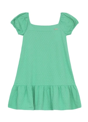 Brandili - Vestido Infantil Menina Texturizado Verde - BRANDILI