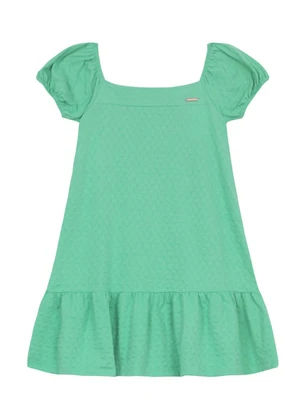 Brandili - Vestido Infantil Menina Texturizado Verde - BRANDILI