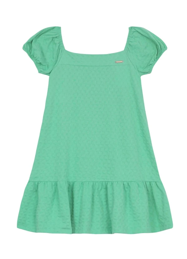 Brandili - Vestido Infantil Menina Texturizado Verde
