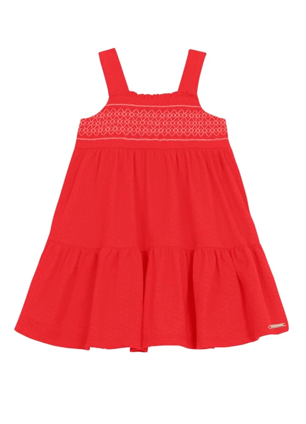 Brandili - Vestido Infantil Menina Texturizado Vermelho 2