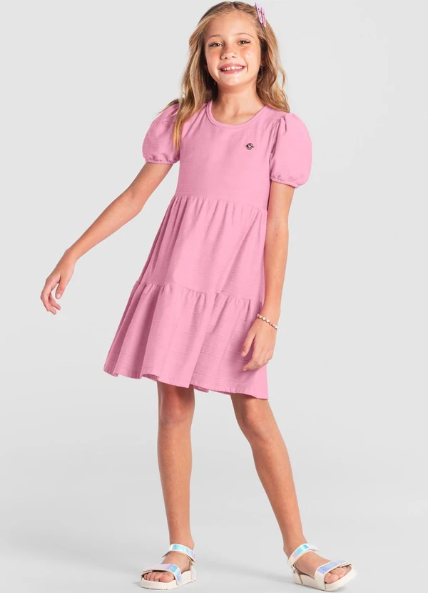 Brandili - Vestido Infantil Menina Três Marias Rosa