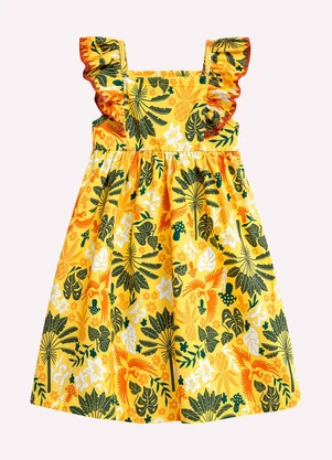 Nanai - Vestido Infantil Menina Tropical Amarelo - NANAI
