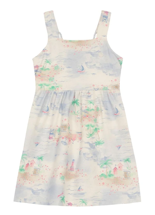 Brandili Mundi - Vestido Infantil Menina Tropical Azul